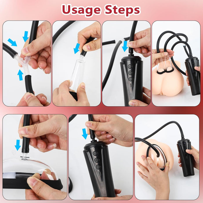 Pussy Pump Adult Sex Toys Vagina Pump Sex Toys for Female Nipple Pussy Sucker Automatic Vacuum Vagina Sex Pump, Adult Toys Nipple Pussy Sucking Toys with 3 Powerful Modes, Adult Sex Toy & Games, 3 Cups Included
