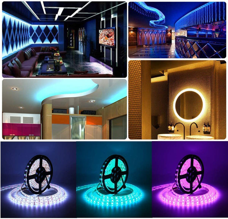 SUPERNIGHT LED Strip Lights Non Waterproof, 32.8ft 10M 5050 RGB LED Tape Lights Color Changing 300 LEDs Light Strips Kit with 44 Keys IR Remote Controller and 24V Power Supply for Indoor Room Party Bar Hotel TV Car Use