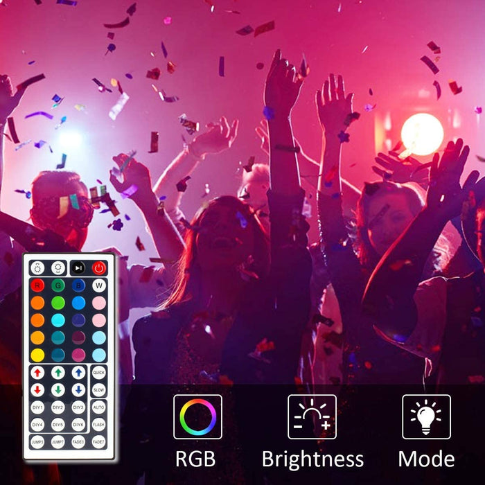 SUPERNIGHT LED Strip Lights Non Waterproof, 32.8ft 10M 5050 RGB LED Tape Lights Color Changing 300 LEDs Light Strips Kit with 44 Keys IR Remote Controller and 24V Power Supply for Indoor Room Party Bar Hotel TV Car Use