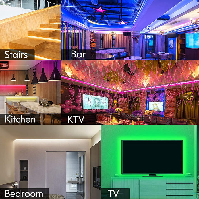 SUPERNIGHT LED Strip Lights Non Waterproof, 32.8ft 10M 5050 RGB LED Tape Lights Color Changing 300 LEDs Light Strips Kit with 44 Keys IR Remote Controller and 24V Power Supply for Indoor Room Party Bar Hotel TV Car Use