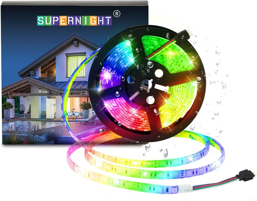 SUPERNIGHT RGB LED Strip Light Waterproof 300LEDs Color Changing Flexible 5050 SMD Ribbon Light for Home Garden Party