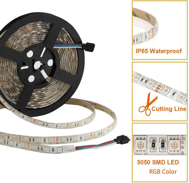 SUPERNIGHT RGB LED Strip Light Waterproof 300LEDs Color Changing Flexible 5050 SMD Ribbon Light for Home Garden Party