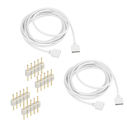SUPERNIGHT RGBW Cable Supernight 2 Pack 2M 6.56ft Extension Cable Connect Female Plug to SMD 5050 3528 RGBW LED Strip Light with Free 4pcs 5pin Connector