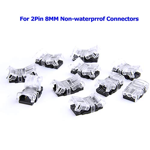 SUPERNIGHT 10 Pack 2 Pin LED Connector for Non-Waterproof 8mm 3528 2835 Single Color LED Strip Lights, Strip to Wire Quick Connection Without Stripping Wire
