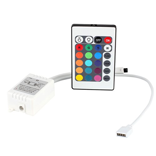 SUPERNIGHT 5M/16.4 Ft SMD 3528 RGB 300 LED Color Changing Kit with Flexible Strip Light+24 Key IR Remote Control+ Power Supply