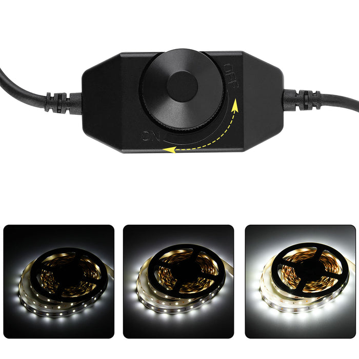 SUPERNIGHT 12V Dimmer Adjustable Controller black LED Dimmer Driver for Single Color 3528 5050 LED Strip Light With DC plug Jack