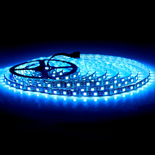 SUPERNIGHT 16.4FT 5M 5050 300LEDs IP65 Waterproof Flexible LED Strip Light Black PCB LED Lighting Strip for Home Outdoor Seasonal Decorative Lighting (Cool White Color)