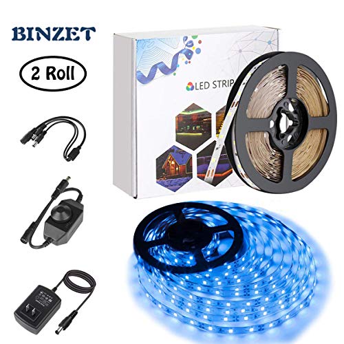 SUPERNIGHT Warm White Led Strip Lights 600 LEDs SMD 2835 Tape Light Kit with UL Power Supply and Dimmer 32.8ft Dimmable Led Light Strip for Home Kitchen TV