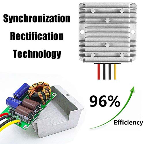 SUPERNIGHT DC Voltage Reducer Automatic Buck Boost Converter DC 9V-40V to 24V 6A Step Down Up Regulator Waterproof Module Transformer for Golf Cart Club Car