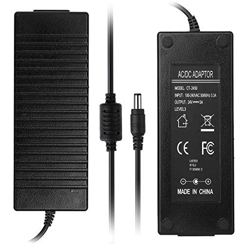 SUPERNIGHT Power Adapter - Transformers - Switching Power Supply Transformers for LED Strip Lights/Router / Security Camera/Output 24V 5A 120W Max with 2.1mm x 5.5mm
