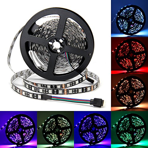 SUPERNIGHT 16.4FT 5M 5050 300LEDs IP65 Waterproof Flexible LED Strip Light Black PCB LED Lighting Strip for Home Outdoor Seasonal Decorative Lighting (Cool White Color)