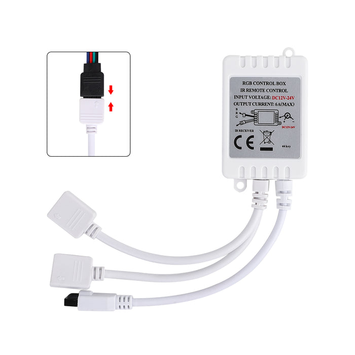 SUPERNIGHT 44 Key 2 Connectors Dual 4 Pin Connector Output IR Remote Controller 2A/Channel For RGB LED Light Strip