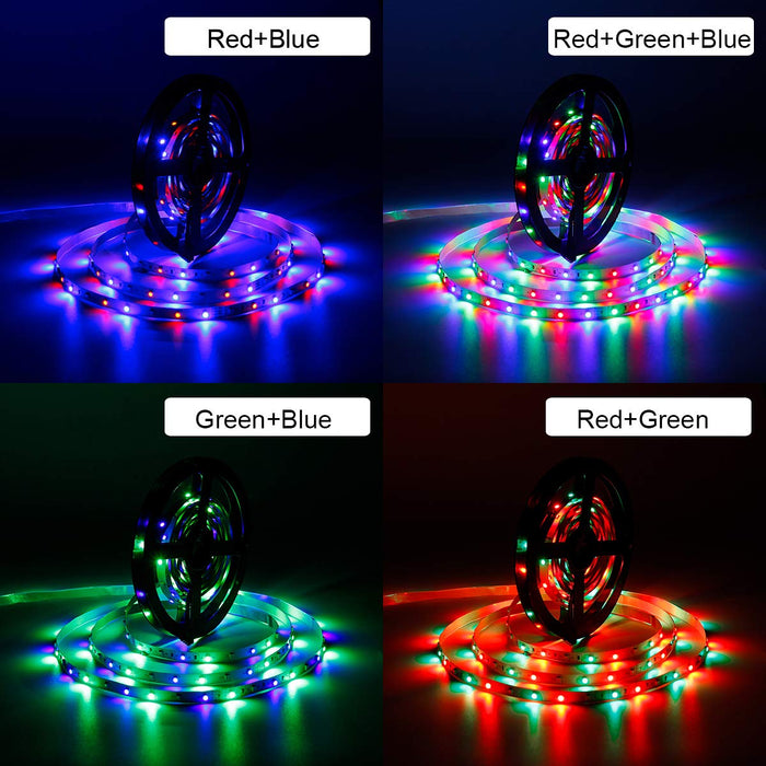 SUPERNIGHT LED Strip Lights, 16.4Ft RGB Color Changing SMD5050 300 LEDs Flexible Light Strip Waterproof Kit with 44 Key Remote Controller and 12V 5A Power Supply