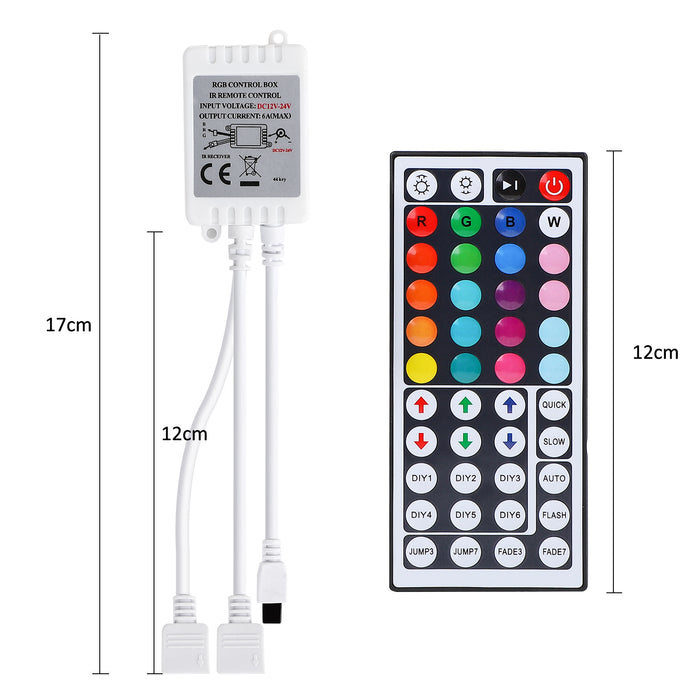 SUPERNIGHT 44 Key 2 Connectors Dual 4 Pin Connector Output IR Remote Controller 2A/Channel For RGB LED Light Strip