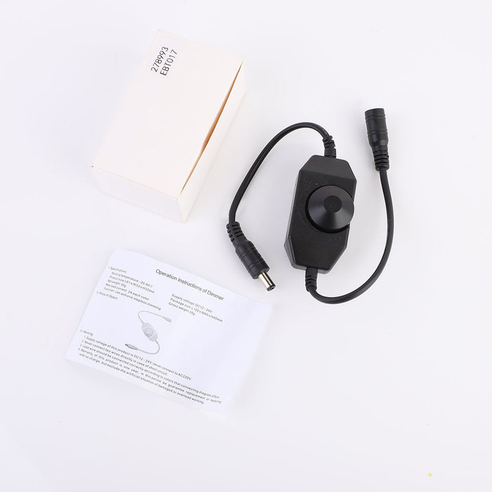SUPERNIGHT 12V Dimmer Adjustable Controller black LED Dimmer Driver for Single Color 3528 5050 LED Strip Light With DC plug Jack