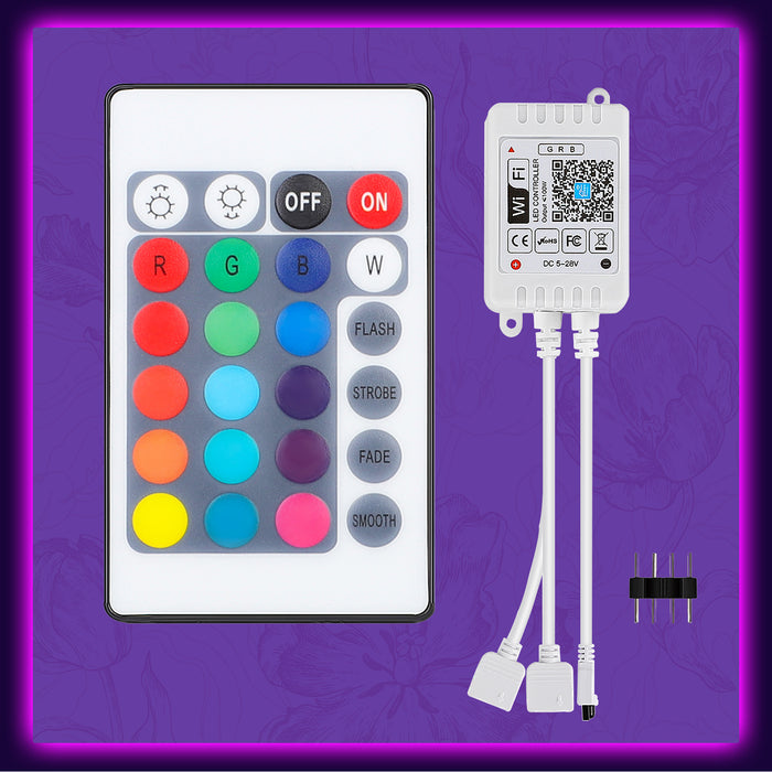 SUPERNIGHT Smart WiFi LED Controller, Dual Output 24 Keys Remote for RGB LED Strip Lights, Voice control through Amazon Alexa Google Home and Work with IFTTT, iOS/Android Compatible