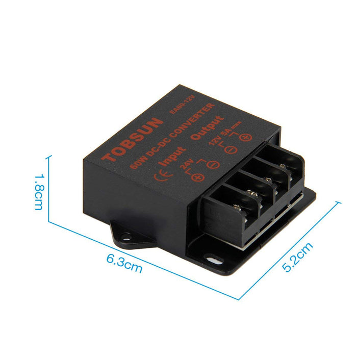 SUPERNIGHT DC 24V to 12V 5A 60W Converter Step Down Regulator for Car Low Voltage Transformer