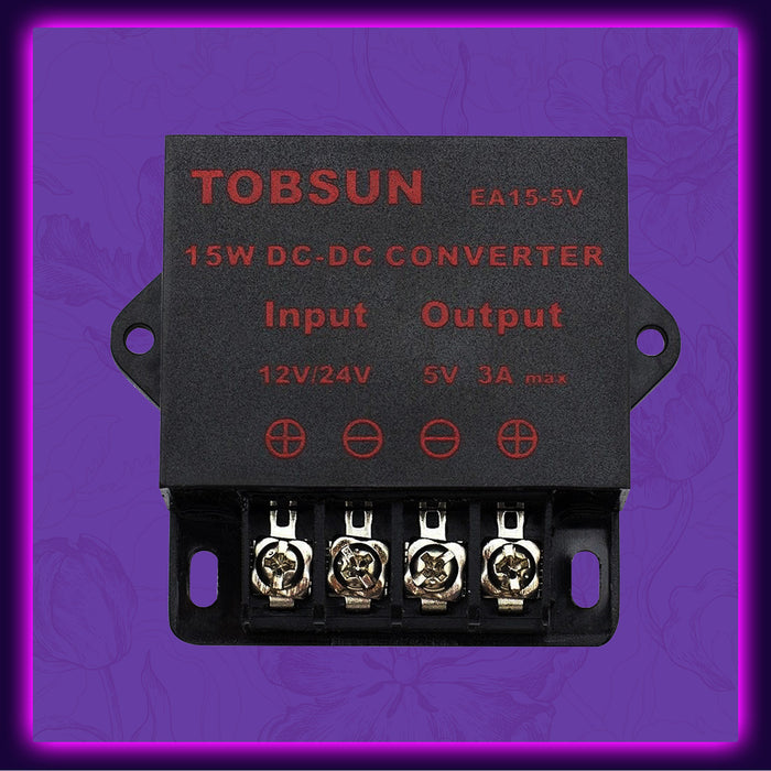 SUPERNIGHT DC 12V 24V to DC 5V 3A 15W Converter Step Down Voltage Regulator 5V 15W Module Power Supply Transformer for Car Audio Radio LED Display Reducer