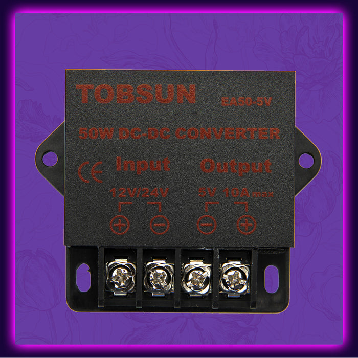 SUPERNIGHT DC 12V 24V to DC 5V 10A 50W Converter Regulator 5V 50W Power Supply Step Down Module Transformer
