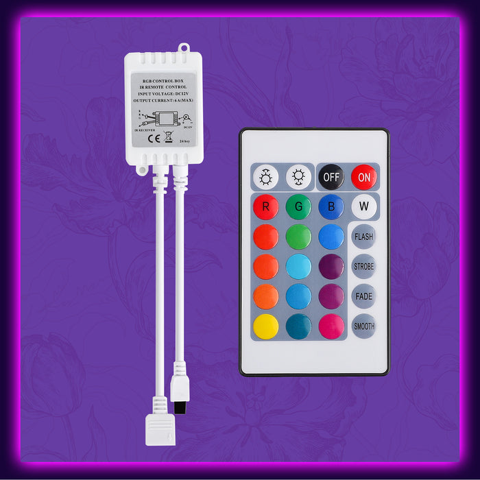 SUPERNIGHT RGB Light Controller DC 24V with 24 Keys Wireless IR Remote Control for RGB LED Strip Lights