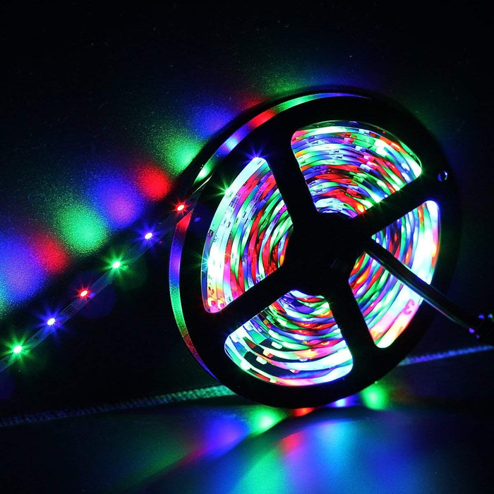 SUPERNIGHT 32.8Ft RGB 3528 SMD 600LEDs Strip Light Kit Non-waterproof, with 12V 5A Power Supply and 44 Key Remote Controller