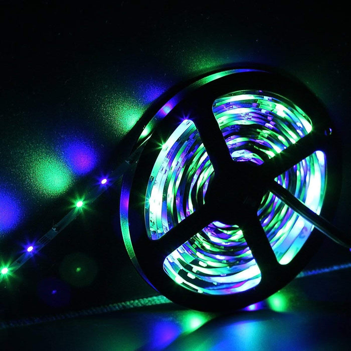 SUPERNIGHT 16.4Ft RGB 3528 SMD 300LEDs Strip Lights Kit Non-waterproof, with 12V 3A Power Supply and 44 Key IR Remote Controller