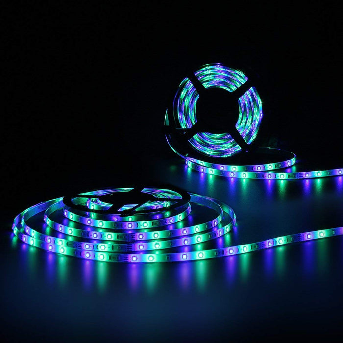 SUPERNIGHT 16.4FT 300leds Multi Color SMD 3528 RGB LED Light Strip, Waterproof Rope Lighting 12V Power Adapter Remote Controller Bedroom Home Party Wedding TV Backlight