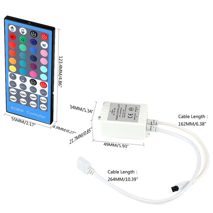 SUPERNIGHT 16.4ft 5050 Waterproof 300leds RGBWW Flexible LED Strip Light Lamp + 40Key IR Remote Controller - White Roll