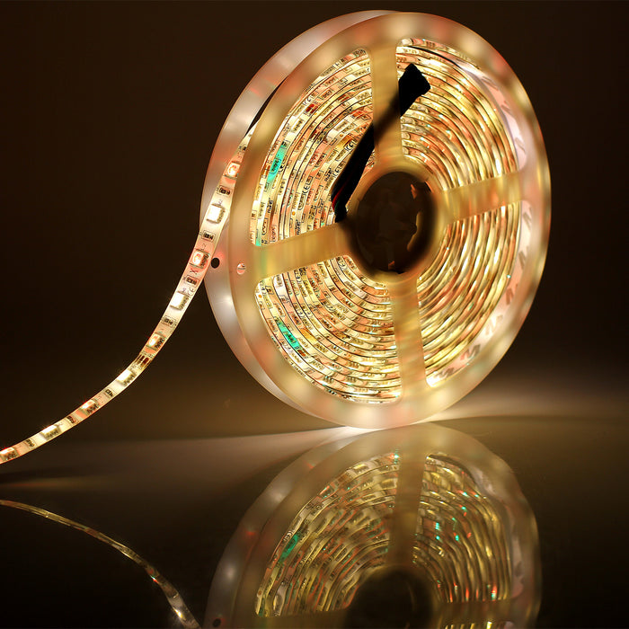 SUPERNIGHT 16.4ft 5050 Waterproof 300leds RGBWW Flexible LED Strip Light Lamp + 40Key IR Remote Controller - White Roll