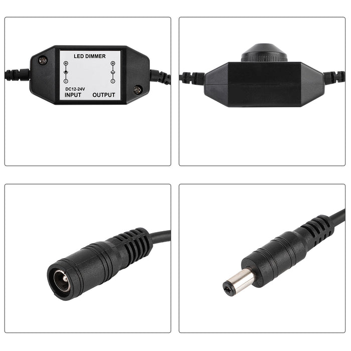 SUPERNIGHT 12V Dimmer Adjustable Controller black LED Dimmer Driver for Single Color 3528 5050 LED Strip Light With DC plug Jack
