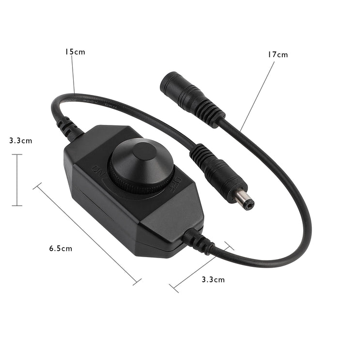 SUPERNIGHT 12V Dimmer Adjustable Controller black LED Dimmer Driver for Single Color 3528 5050 LED Strip Light With DC plug Jack