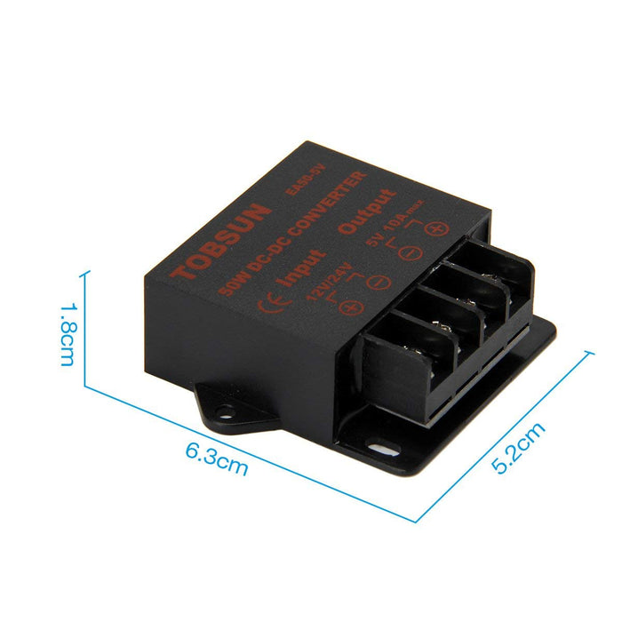 SUPERNIGHT DC 12V 24V to DC 5V 10A 50W Converter Regulator 5V 50W Power Supply Step Down Module Transformer