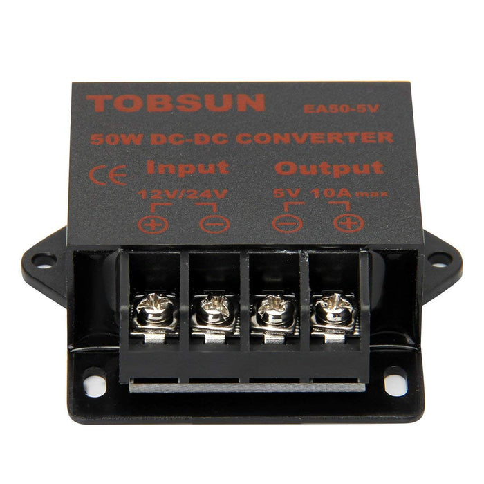 SUPERNIGHT DC 12V 24V to DC 5V 10A 50W Converter Regulator 5V 50W Power Supply Step Down Module Transformer
