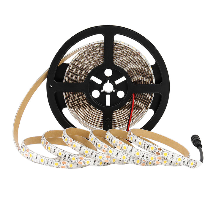 SUPERNIGHT 16.4FT 5M SMD 5050 Waterproof 300LEDs Warm White LED Flash Strip Light, LED Flexible Ribbon Lighting Strip 12V 60W
