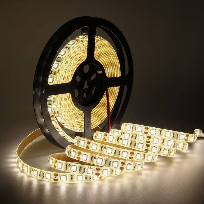 SUPERNIGHT 16.4FT 5M SMD 5050 Waterproof 300LEDs Warm White LED Flash Strip Light, LED Flexible Ribbon Lighting Strip 12V 60W