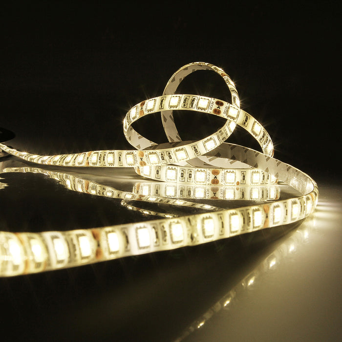 SUPERNIGHT 16.4FT 5M SMD 5050 Waterproof 300LEDs Warm White LED Flash Strip Light, LED Flexible Ribbon Lighting Strip 12V 60W
