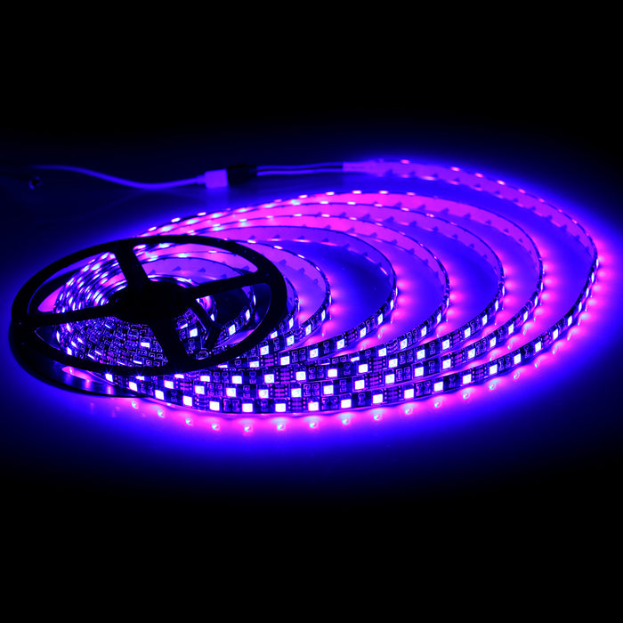 SUPERNIGHT Waterproof 5050 LED Strip Light - Black PCB 16.4ft 300leds Rope Lights with Remote Controller and 12V Power Adapter, Festival Lighting for Bedroom,Kitchen,Boat,TV,Indoor Decoration