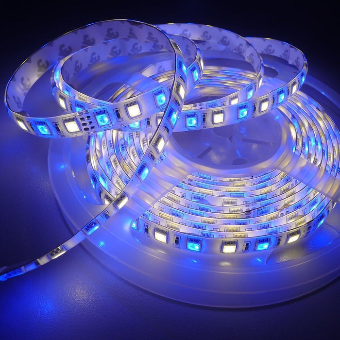 SUPERNIGHT 16.4Ft RGBW LED Strip Light Kit Waterproof 5050 SMD RGB+Warm White Ribbon Light With Remote Controller Adapter