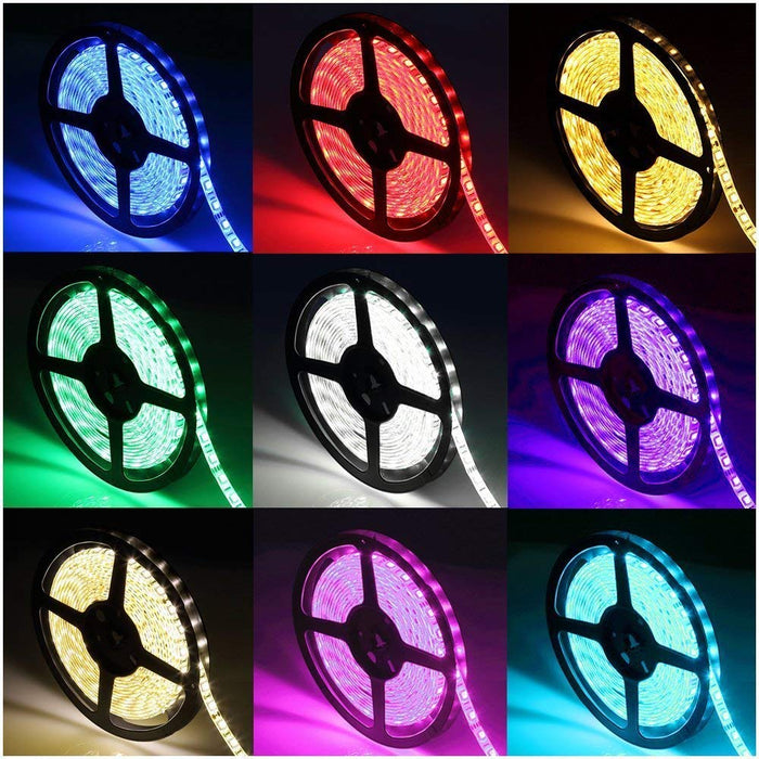 SUPERNIGHT 16.4Ft Waterproof Flexible Color Changing RGB SMD5050 300 LEDs Light Strip Kit with 44 Key Remote and 12V 5A Power Supply