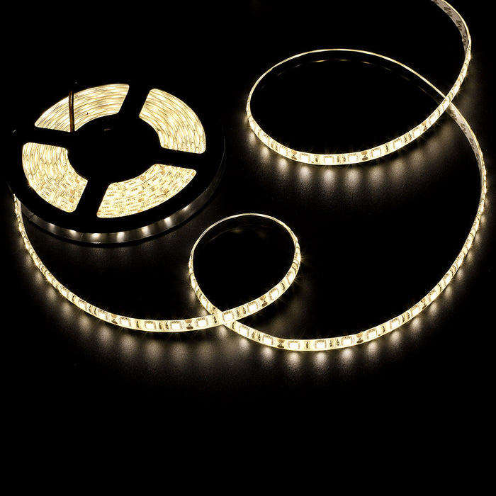 SUPERNIGHT 16.4FT 5M SMD 5050 Waterproof 300LEDs Warm White LED Flash Strip Light, LED Flexible Ribbon Lighting Strip 12V 60W