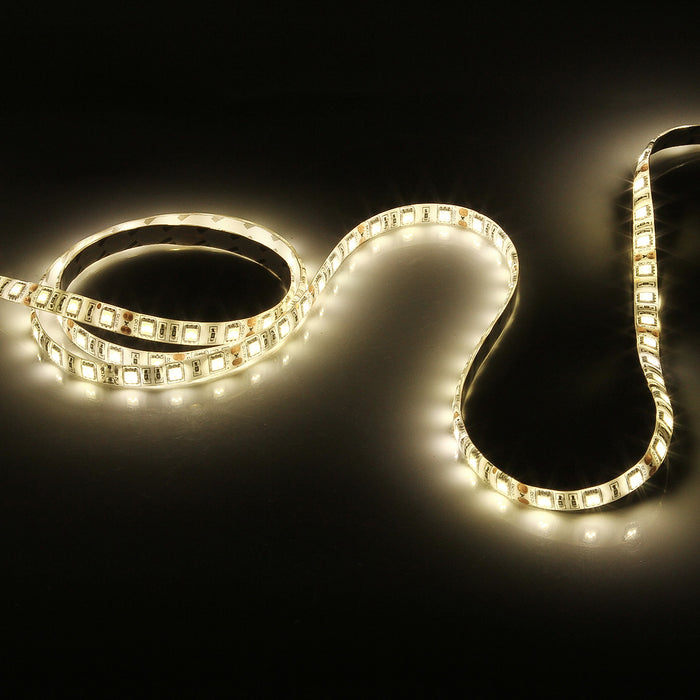 SUPERNIGHT 16.4FT 5M SMD 5050 Waterproof 300LEDs Warm White LED Flash Strip Light, LED Flexible Ribbon Lighting Strip 12V 60W