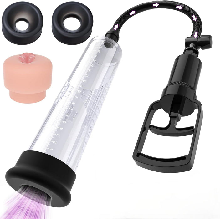 Penis Vacuum Pump Penis Enlarge for ED Penis Enlargement Extend Pump Penis Endurance Trainer with 4 Penis Sleeves Sex Toy for Men