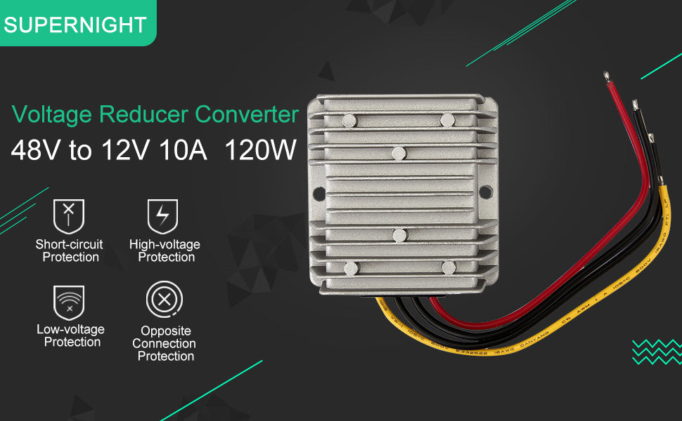 48V to 12V Converter 10A 120W DC to DC Converter Voltage Reducer Step Down Regulator Waterproof