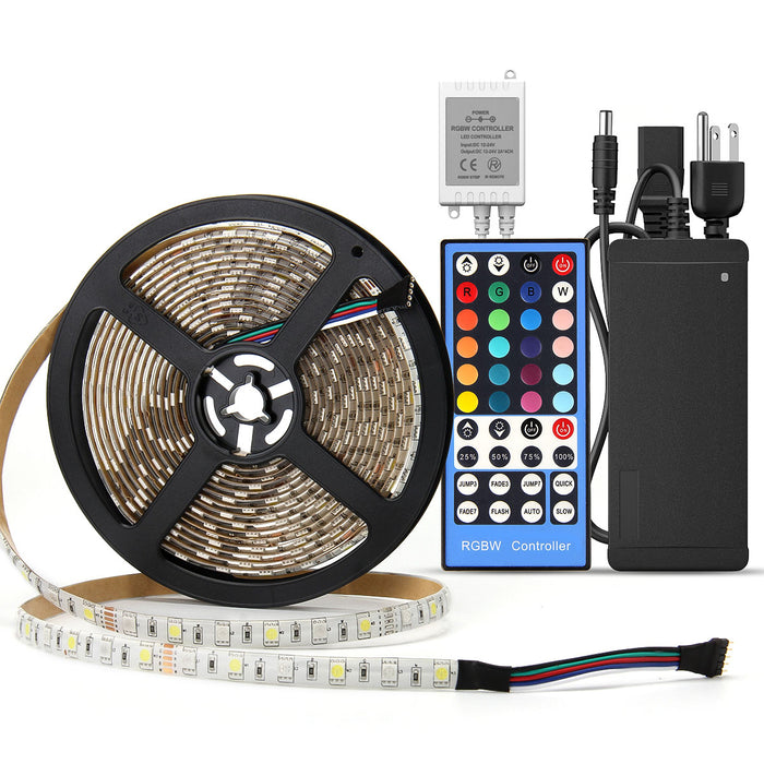 SUPERNIGHT 16.4ft 300leds RGBW (RGB+White) LED Light Strip Kit, Waterproof Color Changing Rope Lights, with 12V Power Adapter and  Remote Controller