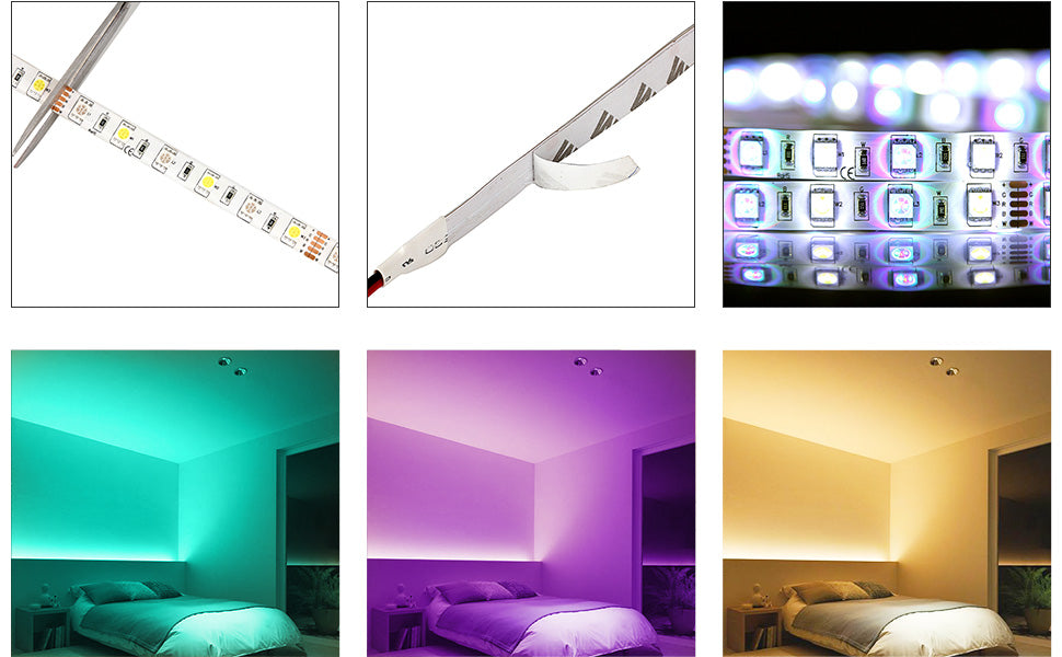 SUPERNIGHT 16.4ft 300leds RGBW (RGB+White) LED Light Strip Kit, Waterproof Color Changing Rope Lights, with 12V Power Adapter and  Remote Controller