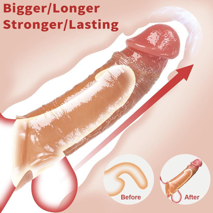 Vibrating Penis Sleeves Penis Extender Sleeve Cock Sleeve Vibrator Girth Extender Penis Ring Cock Ring with Remote Control 10 Vibration Mode