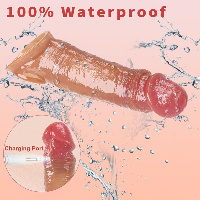 Vibrating Penis Sleeves Penis Extender Sleeve Cock Sleeve Vibrator Girth Extender Penis Ring Cock Ring with Remote Control 10 Vibration Mode