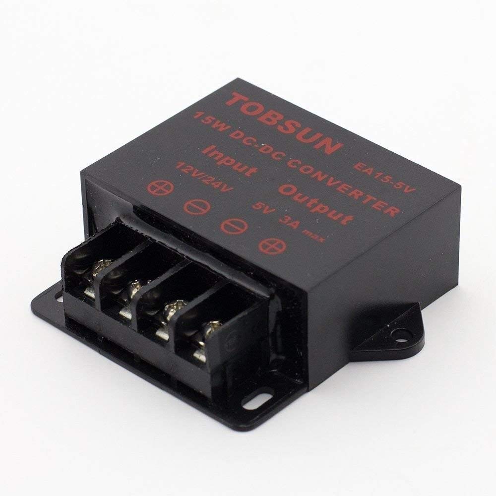 SUPERNIGHT DC 12V 24V to DC 5V 3A 15W Converter Step Down Voltage Regulator 5V 15W Module Power Supply Transformer for Car Audio Radio LED Display Reducer