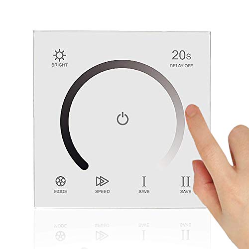 SUPERNIGHT LED Light Strip Dimmer, DC 12V-24V 30A PWM Dimming Controller for Dimmer Knob Adjust Brightness ON/OFF Switch with Aluminum Housing (Touch Dimmer)