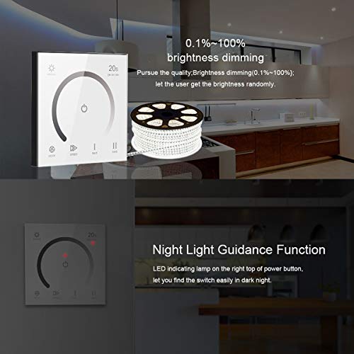 SUPERNIGHT LED Light Strip Dimmer, DC 12V-24V 30A PWM Dimming Controller for Dimmer Knob Adjust Brightness ON/OFF Switch with Aluminum Housing (Touch Dimmer)